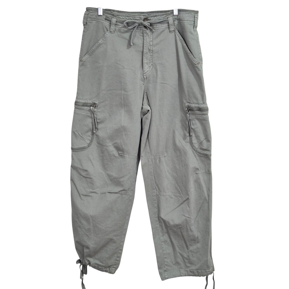 Pilcro Cargo Pants Womens 30/10 Green Drawstring ankle waist Utility Pockets